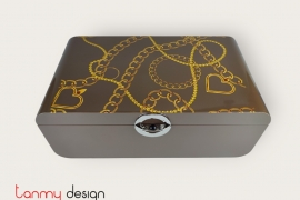 Brown jewelry box with chain pattern 37*21*H16,5 cm